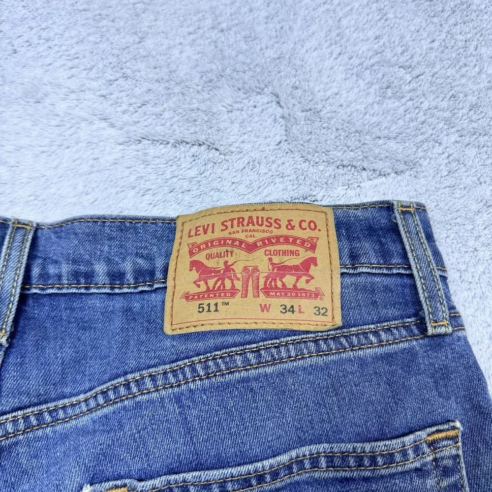 Levi's 511‎ Slim Fit Jeans Mens Blue Denim 34X30 Stretch Casual Modern Fair